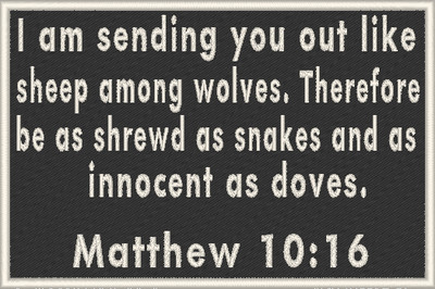 MATTHEW 10:16 Iron-On Patch Christian Morale Military Emblem
