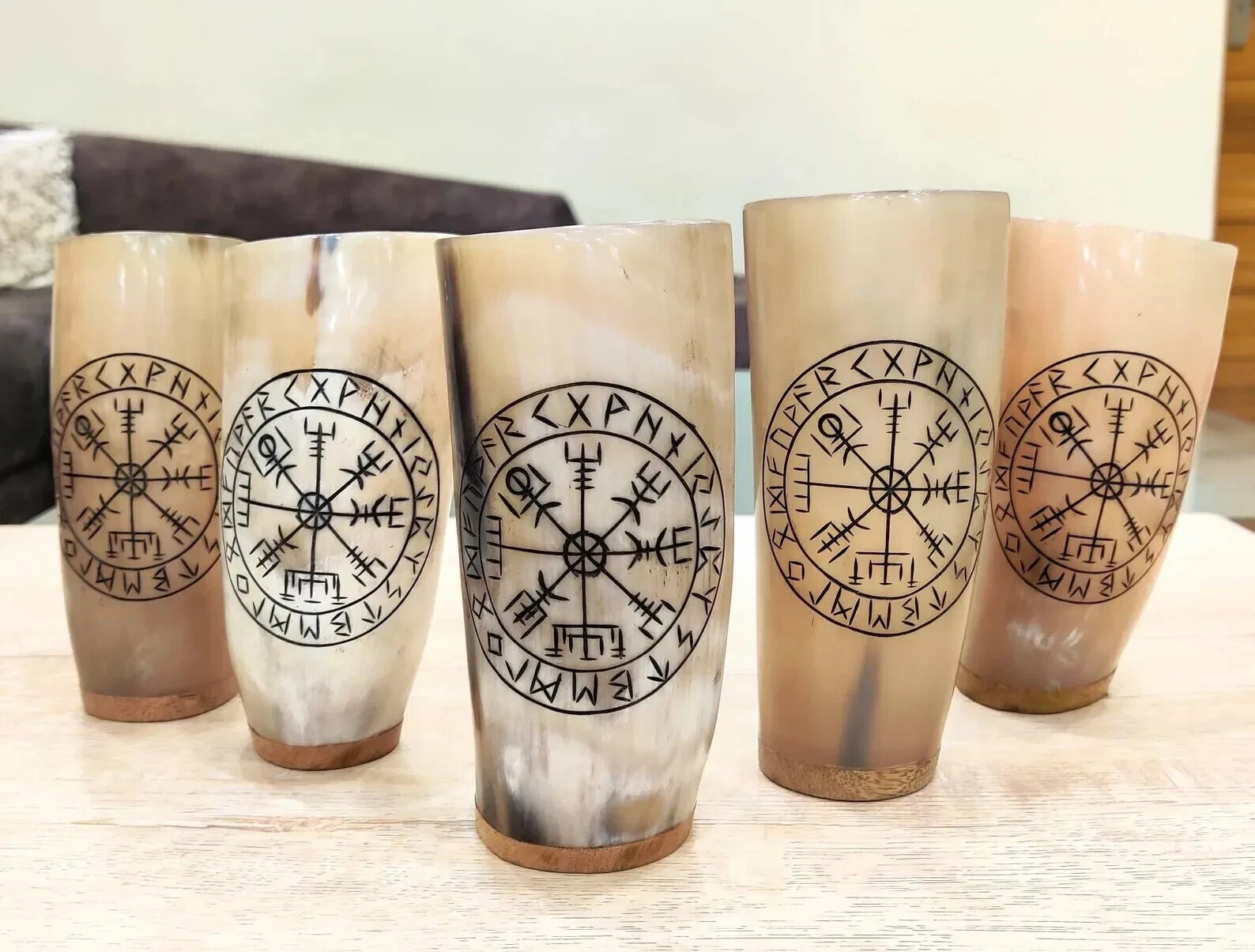 6" Norse Viking Glasses  Horn Glasses  Nordic Glass Set  Norse Viking 6 pieces