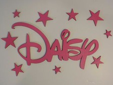 Personalised Wood Name board Plaque DISNEY style wall / door PINK 99p per letter