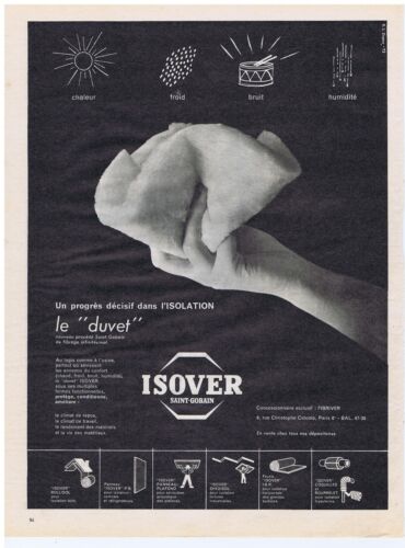 PUBLICITE ADVERTISING 104 1960 ISOVER le duvet laine de verre - Imagen 1 de 1