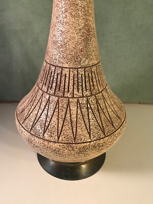 1950s MCM Large Chalkware Genie Table Lamp with Geometric