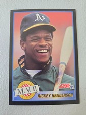 Rickey Henderson 1991 Score Baseball Card #875 MVP + 2 Free Mystery Cards