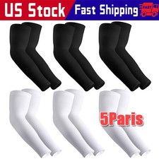 5 Pairs Cooling Arm Sleeves Cover UV Sun Protection Sports Outdoor For Men Women