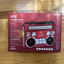 QFX Radio Bluetooth Retro AM  FM SW R-333BT RED w/ Flashlight  Flood Light NEW