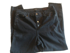 EARL SKINNY ANKLE BLACK JEANS IN WOMEN'S SIZE 32X25, FRAYED HEM, MADE IN USA