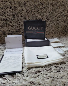 Portefeuille Gucci noir à rayures logo bi pliable 25525099