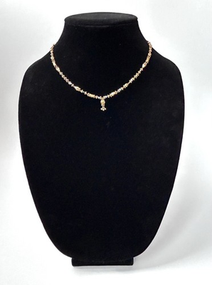 #ad 22K Gold Beaded Station Choker Necklace Yellow Gold Onyx $3500.00