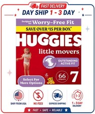 Huggies Little Movers Baby Diapers, Size 7 41 lbs , 66 Count