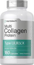 Multi Collagen 2000mg 180 Caps Types I II III V X Hydrolyzed Non-GMO Gluten Free