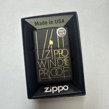 Zippo Wind Proof Design Black Crackle Gold Lighter 2024 F 24 Made in USA Box