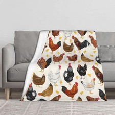 Chicken Throw Blanket Soft Plush Fleece Blankets Warm Cozy 60"x50",