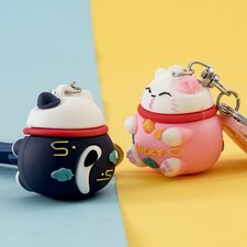 New Lucky Cat Keychain Cartoon Car Key Ring Couple Bag Charm Hanging Ornament2pc