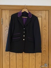 Shires Henley Show Reitjacke schwarz lila Kragen Gr. 38 