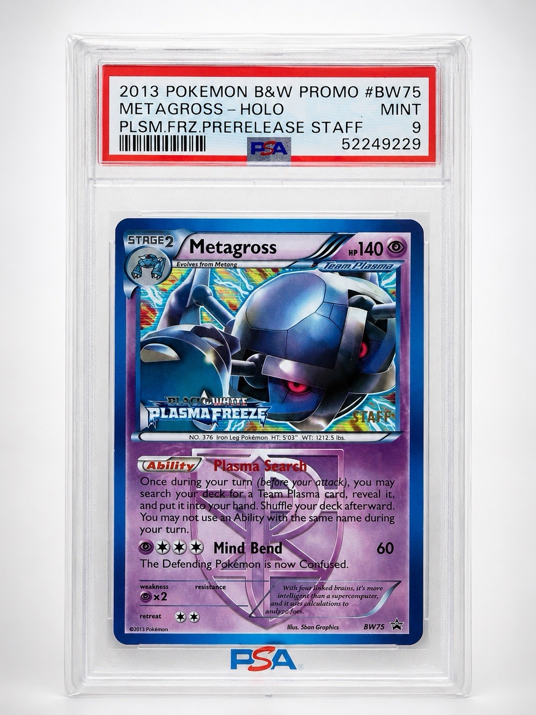 PSA 9 Pokemon Metagross STAFF Prerelease Plasma Freeze Black Star Promo POP 31
