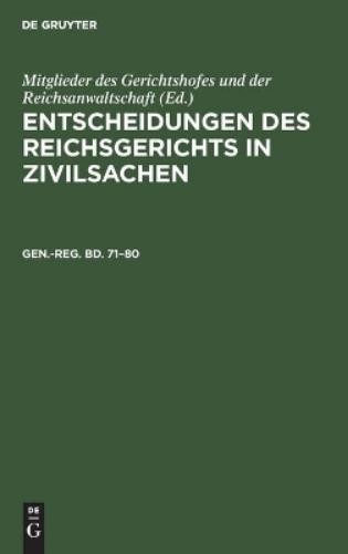 Generalregister Zum Einundsiebzigsten Bis Achtzigsten Bande (Hardback)