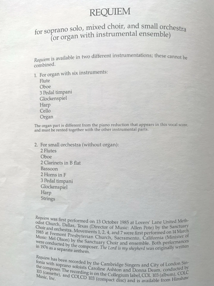 REQUIEM, Vintage, Soprano/ Mixed Choir/ Orchestra - 1986/JOHN RUTTER - Image 3 of 3