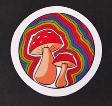 Bright Colorful Retro Psychedelic Mushroom Sticker 2" L