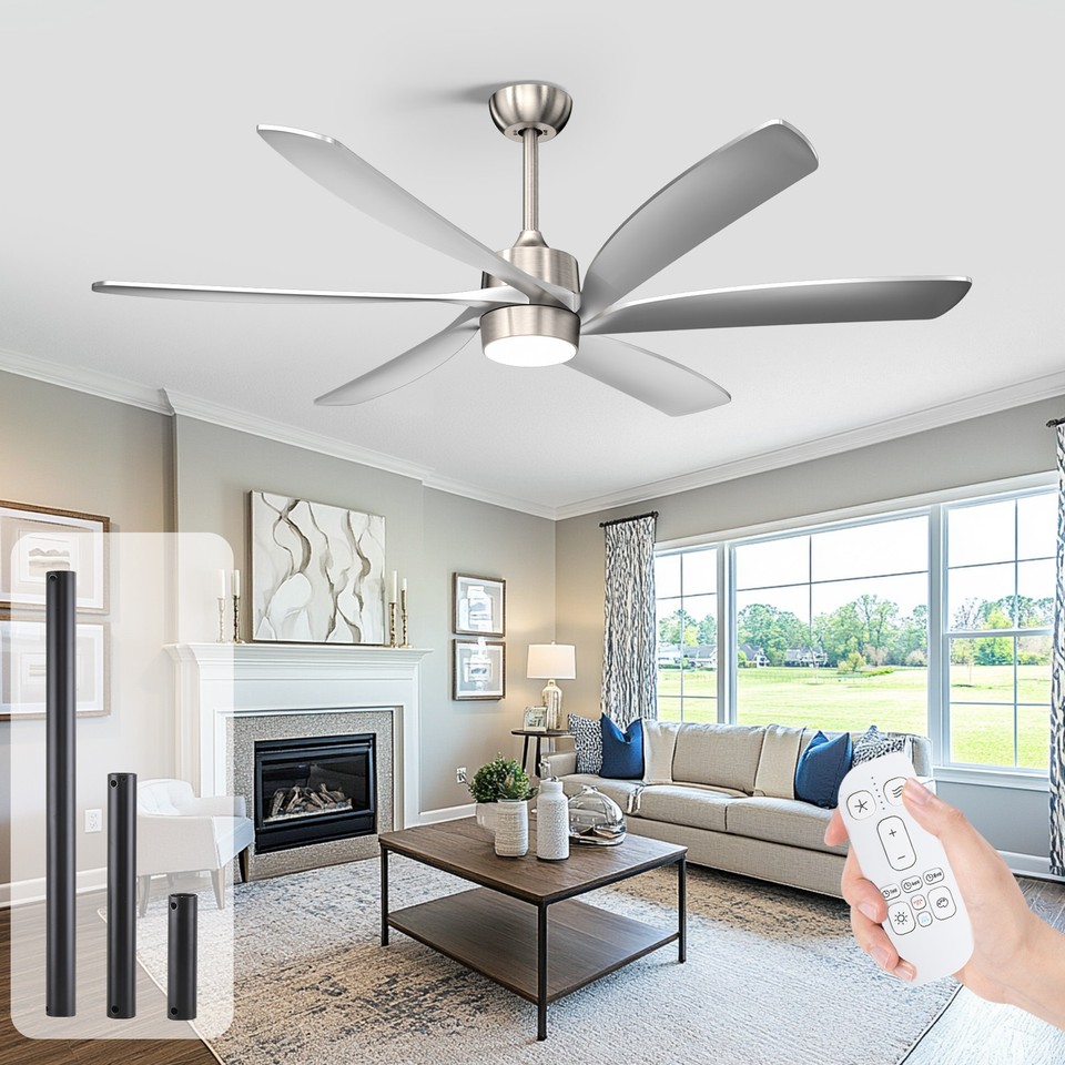 Ceiling Fan with Light & Remote Quiet Reversible DC Fan Dimmable ...