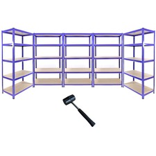 5 Scaffalature Robuste in Acciaio Senza Bulloni T-Rax Blu Larghi 90cm per Garage