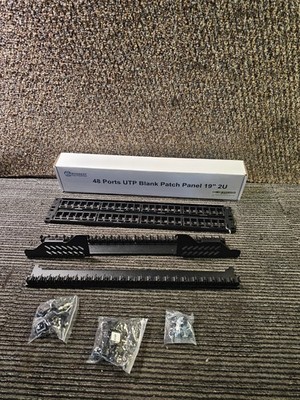 (QTY 2) Everest Media Solutions 48 Ports UTP Keystone Patch Panel 19  2U Black
