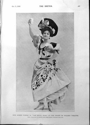 Antique Old Print Miss Aileen D'Orme Royal Star Prince Waless Theatre 1898 19th