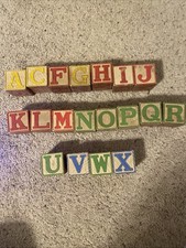 Vintage Wooden Children's ABC And Number Blocks Mixed Lot of 19