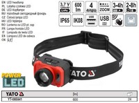 Yato Led-Kopflampe Stirnlampe 600Lm Akku 3,7V 1200Mah Mit Bewegungsmelder YT-...