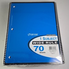 Top Flight 1 Subject Wide Rule Notebook 70 Sheets Blue Spiral Bound