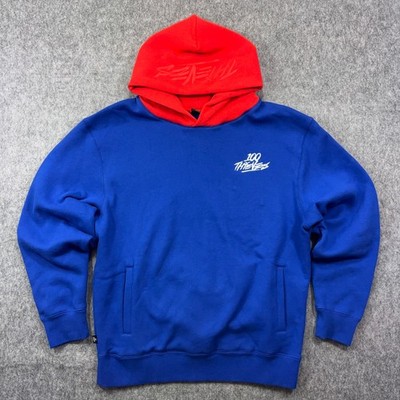 100 Thieves Hoodie Men s Large Royal Red 2-Tone Embroidered Pocket Sweatshirt L