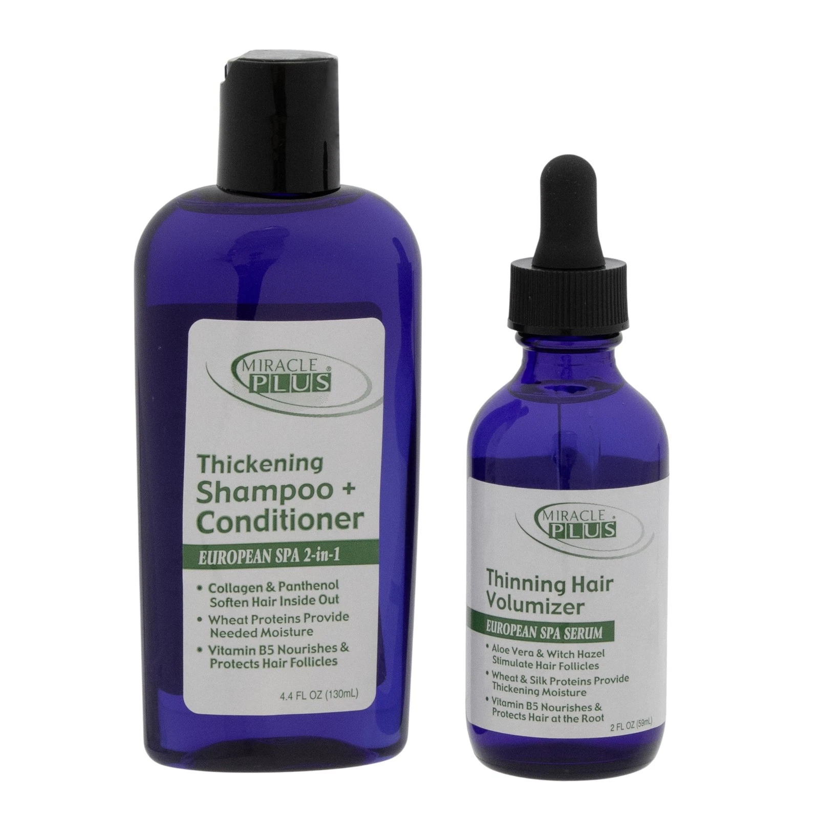 Miracle Plus European Spa 2-in-1 Thickening Shampoo & Serum for Thinning Hair
