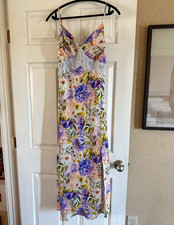 ASTR The Label Floral Lace Trim Slip Dress V-...