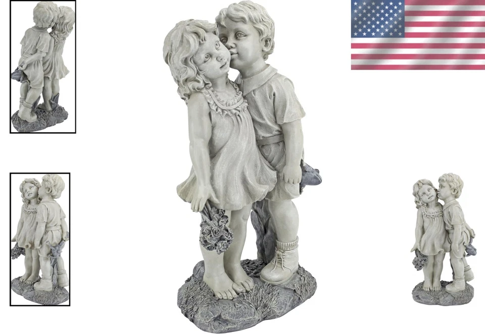 Encantadora estatua infantil besándose para encantadora decoración de jardín - exclusiva de Toscano Foto 2 de 4