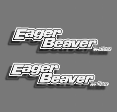 Eager Beaver Trailers Replacement Stickers 24 (Set Of 2) White Decals Logo Equip