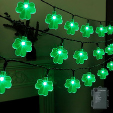 St. Patricks Day Decorations 50 LED 16 FT Shamrocks String Lights Outdoor Gift