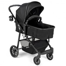 2-in-1 Foldable Baby Stroller Newborn Bassinet Pushchair Pram Infant