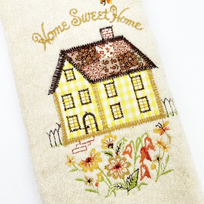 Vintage Cannon Design Kitchen Bath Towel Home Sweet Home Patchwork NEW w/Flaw