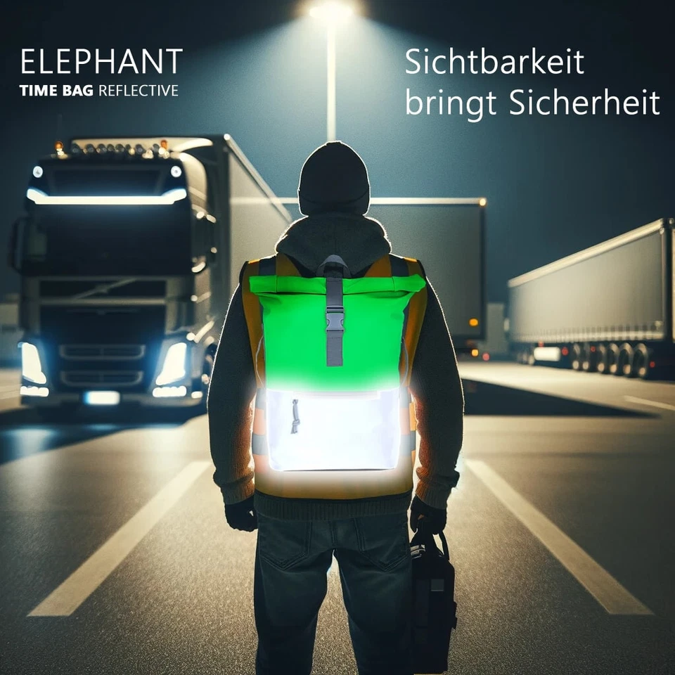 Rucksack Reflektierend Freizeitrucksack Fahrradrucksack Time Bag Elephant 12832 - Bild 2 von 4