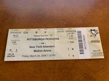 2006 Pittsburgh Penguins Islanders Hockey Ticket Sidney Crosby 3rd Overtime Goal
