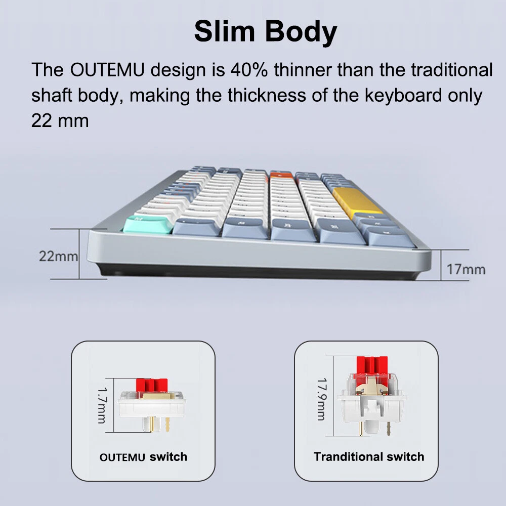 iBlancod 84-Key Wireless Mechanical Keyboard with 2.4G, Bluetooth 5.0, and Type-C Connectivity for Multi-Device Compatibility