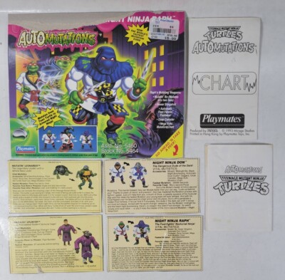 Lot of 7 Vintage TMNT Auto Mutations Portrait/File Cards, Chart/Instructions