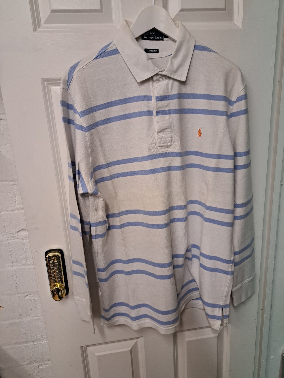 FILA Polo Ralph Lauren Rugby Top Grande Blu Bianco Maglia a Righe Drakes Rowing Blazer