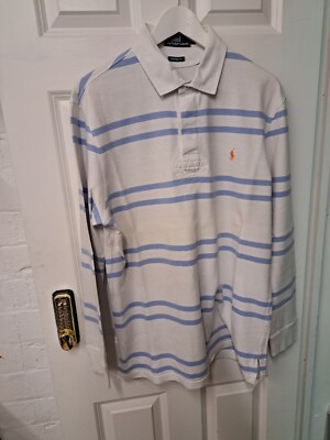Polo Ralph Lauren Rugby Top Large blau weiß gestreift Jersey Drakes Ruderblazer