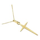 <!--F#f_0-->9ct 9k Yellow Gold Tapered Pointy End Crucifix Cross Pendant 2.33 Grams. New<!--F/-->