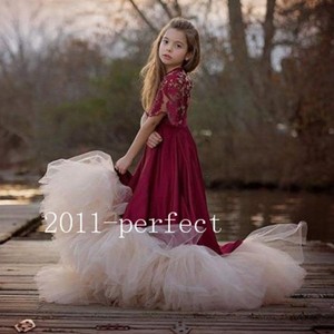 burgundy lace flower girl dress