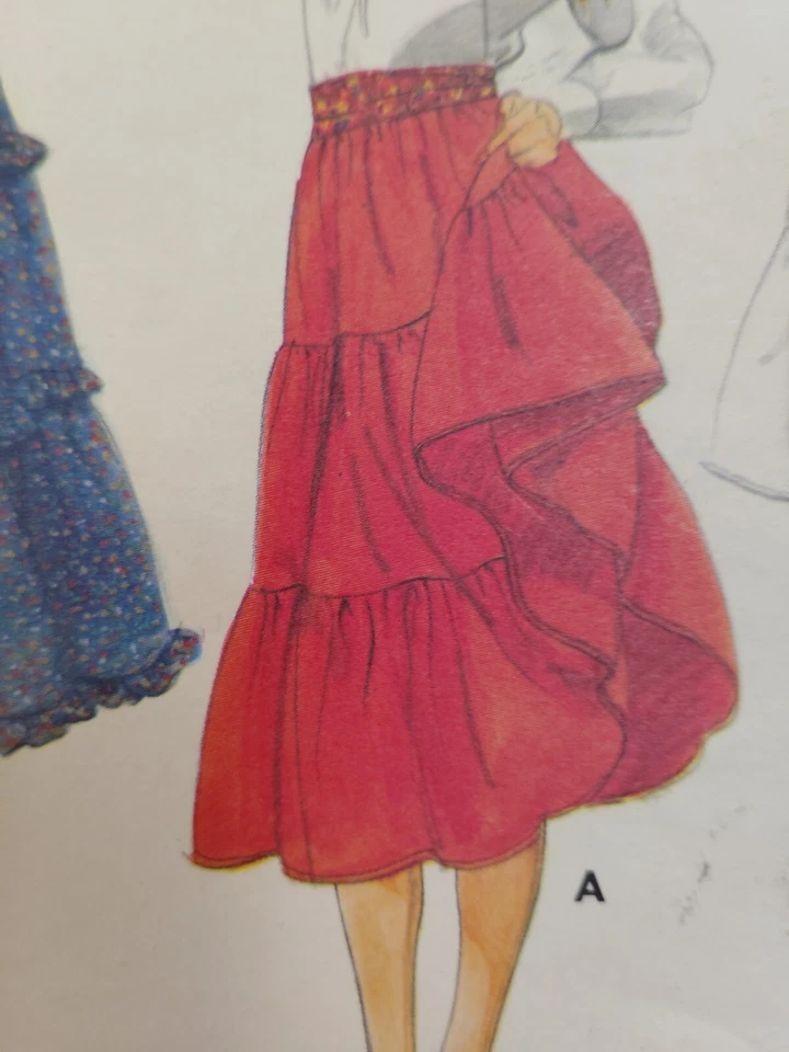 Skirt tiered Dirndl Full 25" W Butterick 5671 Sewing Pattern VTG Cut Prairie - image 3 of 4