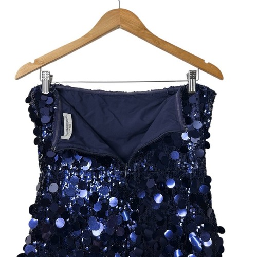 Amanda Uprichard Armelle Dress in Ink Navy Blue Sequin Strapless Midi Sz Medium - Picture 14 of 16