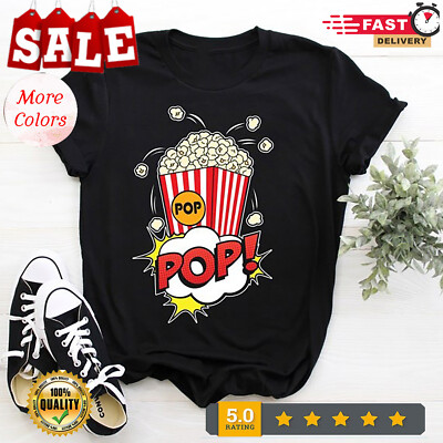 2025/Popcorn Vintage Retro Funny Popcorn Lovers Gift T-Shirt, Film Fans Tee, Go