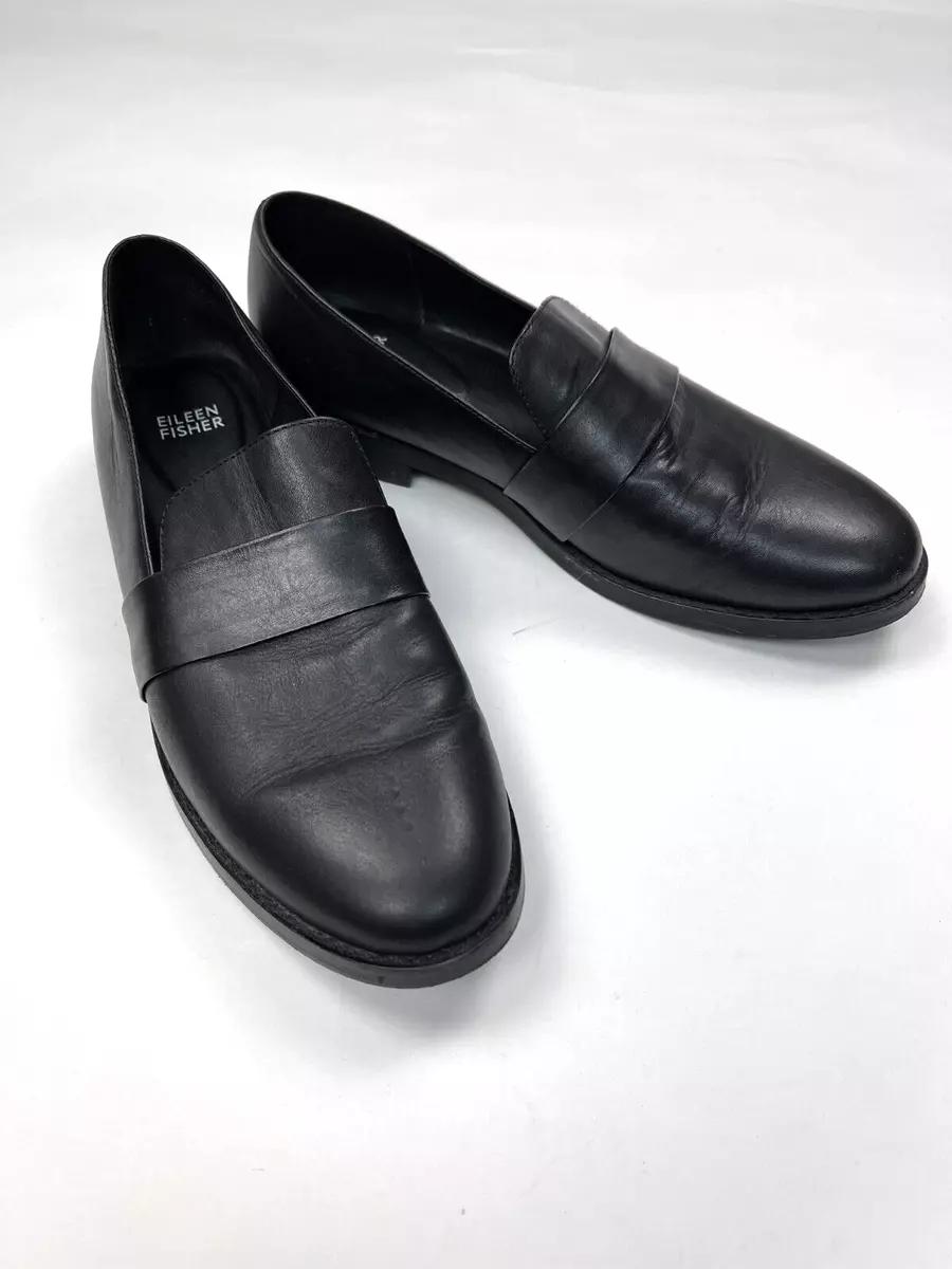 Eileen Fisher Hayes Smooth Leather Loafer Women 9 EUC Slip on 1