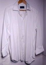 David Donahue Dress Shirt 16 1/2 32 33 white dobby cotton barrel cuff luxury