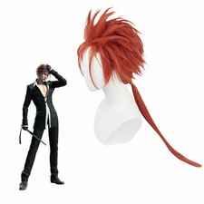 Pelucas FF7 Final Fantasy VII Reno Cosplay rojas cortas rectas cola de caballo